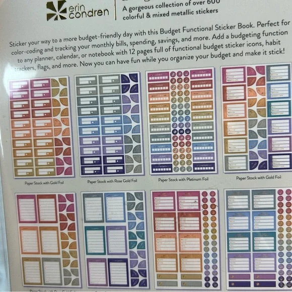New Erin Condren designer Budget sticker book 5x7.75” with 624 stickers. - Picture 7 of 11